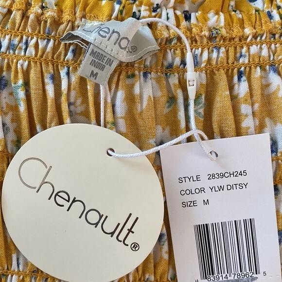 Chenault Fall Floral Smocked Square Neck Top Crochet Trim Wide Flare Sleeve Boho - Picture 7 of 15